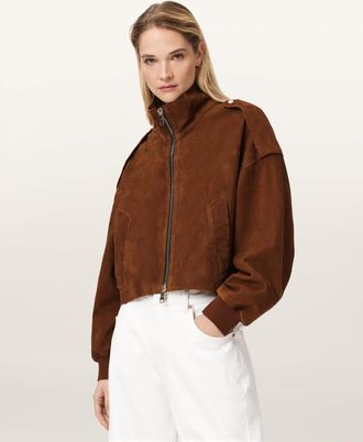 AllSaints Suede Lowden Suede Jacket, Size: XS