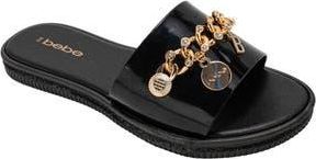 Bebe Chain Charm Slide Sandal in Black at Nordstrom Rack, Size 5/6