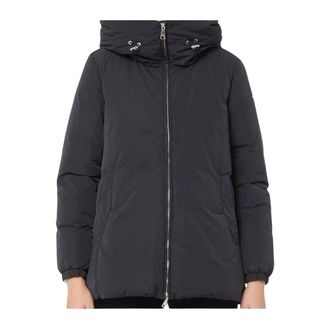 Add Jassen, Dames, Zwart, S, Leer, Hooded Jacket Down Padding Noi