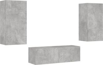 vidaXL Vidaxl - 3 Piece tv Wall Cabinets with led Lights Concrete Grey