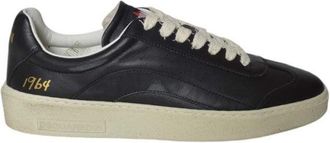 Dsquared2 Low-Top Black Leather Sneakers With Off-White Sole