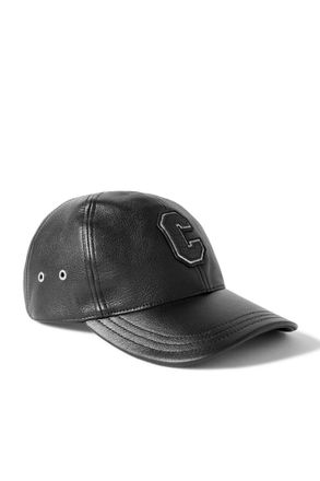 Celine Logo-Appliquéd Embroidered Full-Grain Leather Baseball Cap