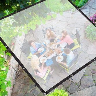 OEM Lona Impermeable Transparente, Lona Sint&eacute;tica De 2 X 2 M, Lona Impermeable A Prueba De Polvo Y Lluvia Con Ojales, Coches Y M&aacute;s, Transparente