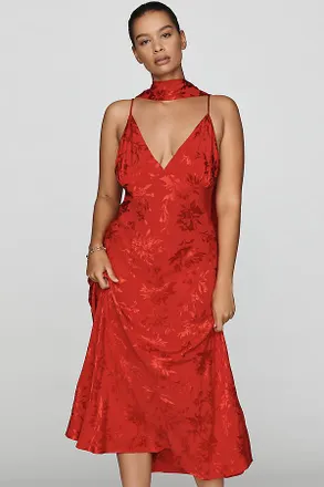 Maeve Clara Scarf-Neck Jacquard Midi Dress