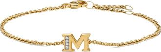David Yurman Bracciale Petite Pavé Initial in oro giallo 18 carati con diamanti