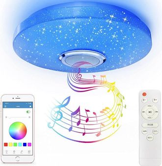 OEM L&aacute;mpara De Techo Led Rgb De 36 W Con Altavoz Bluetooth, L&aacute;mpara De Techo De 12 Pulgadas Que Cambia De Color (fr&iacute;o/c&aacute;lido/blanco) Con Control Remoto Y 