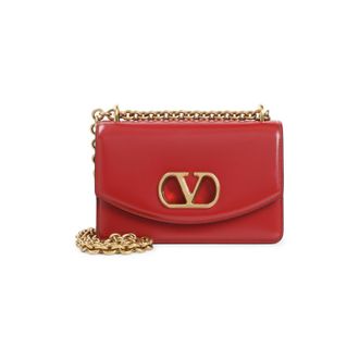 Valentino Garavani Red Calf Leather Vain Small Shoulder Bag-Donna