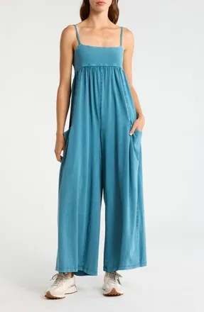 Free People FP Movement Hot Shot Strappy Stretch Cotton Jumpsuit in Ripide at Nordstrom, Size X-Small