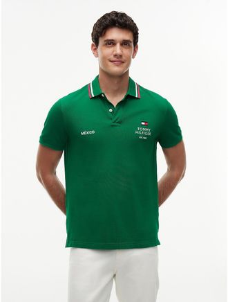 Tommy Hilfiger Mens Regular Fit Mexico Soccer Polo - Street Green - XL