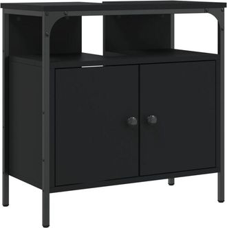 vidaXL Vidaxl - Armario para lavabo de baño madera ingeniería negro 60x30x60 cm