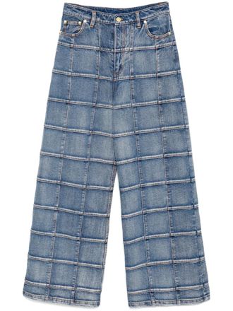 Cynthia Rowley windowpane wide-leg jeans - Blue