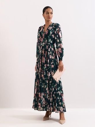 Phase Eight Rosa V-Neck Floral Maxi Dress in Teal at Nordstrom, Size 8