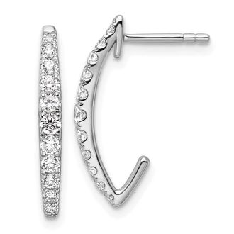 Diamond2Deal 14k Gold 1/2 ct Lab Grown Diamond J- Hoop Earrings VS Clarity, D-E Color
