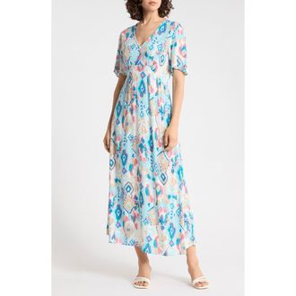 b.young Printed Maxi Dress in Clearwater Ethnic Mix at Nordstrom Rack, Size 10 Us / 42 Eu