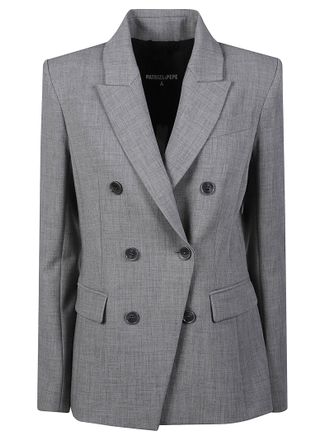 Patrizia Pepe Double-Breasted Polyester-Blend Jacket