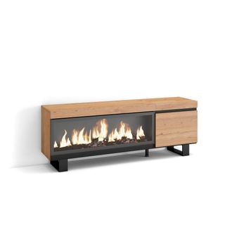 Skraut Home Skraut Home - Mueble Tv, Televisi&oacute;n, Muebles De Sal&oacute;n, Almacenaje, 160, Para Tv Hasta 65, Chimenea El&eacute;ctrica Xxl, Dise&ntilde;o Industrial, Estilo Moderno, R