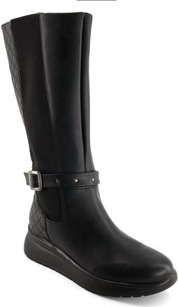 Andrea Womens Leather Tall Riding Boots In Black
