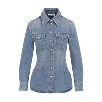 Chloé Dames, Blouses & Shirts, Blauw, Maat: 2XS Denim