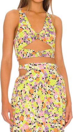 AFRM Darya Crop Top In Spring Lime Ditsy