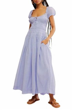 Free People Strappy Back Cotton Maxi Dress In Blue Heron