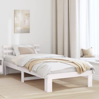 Berkfield Home Pine Wood Bed Frame White White Solid wood 90 x 200 cm Durable