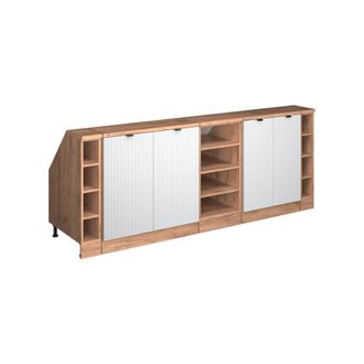 Vicco Armario De Cocina Para Techo Inclinado R-line, Ondulaci&oacute;n Blanca, 210 Cm Lote De 5 Carcasas De Armario 60 Cm De Profundidad, Vicco