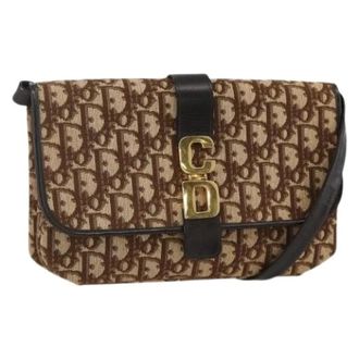 Dior Pre-owned Shoulder Bags, female, Beige, Size: ONE SIZE Pre-owned Trotter Canvas Shoulder Bag