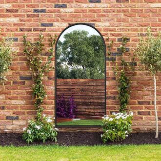 MirrorOutlet Black Framed Arched Garden Wall Mirror 71 X 35 (180CM X 90CM) | Size: 1 Pack