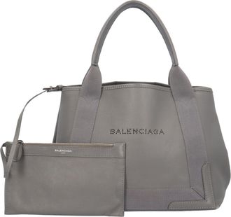 Balenciaga Gray Leather Pouch Tote Bag (Pre-Owned)