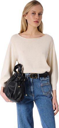 Gerard Darel Liona 3/4 Sleeve Boat Neck Knit Top in Ecru at Nordstrom, Size X-Large