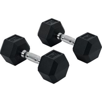 HOMCOM Homcom - Juego De Mancuernas 2x8 Kg Con Barra De Conexi&oacute;n De Metal Y Cabeza Hexagonal Juego De Pesas Para Entrenamiento En Casa Gimnasio Oficina