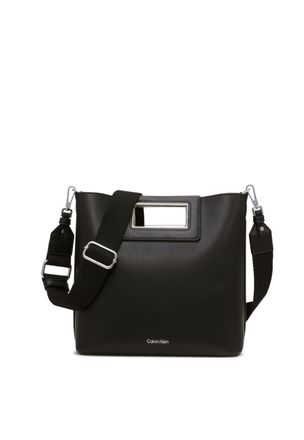 Calvin Klein Womens Eira North/South Crossbody with Removable Pouch, Black/Silver, One Size