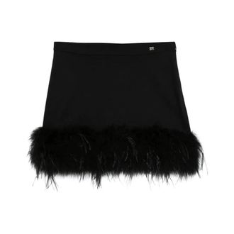 Sonia Rykiel Rokken, Dames, Zwart, S, Leer, Feather-Trim Mini Rok