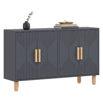 Dmora Aparador Colzano, 2 Estantes, 4 Compartimentos, 4 Puertas, 120x30x74h Cm Negro Antracita