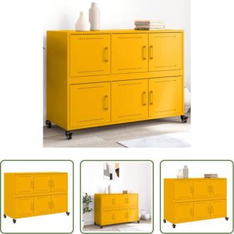 vidaXL Credenza in acciaio - Credenza Giallo Senape 100,5x39x72 cm Acciaio Laminato a Freddo