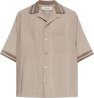 Golden Goose Shirt met korte mouwen - Heren - Korte mouwen Overhemden - Beige - S - Wol - Overhemden