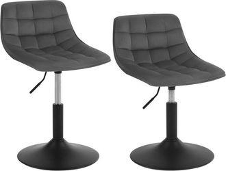 Woltu Woltu - 2x Breakfast bar stools Swivel Velvet Padded Seat Home chairs Cafe Seat Dark Grey
