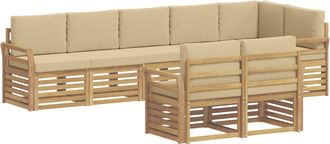 vidaXL Set Di Divani Da Esterno 8 Pz Bianco E Beige Poliestere Vidaxl