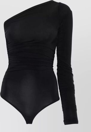 Wolford one shoulder ruched long sleeve bodysuit