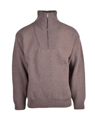 Daniele Fiesoli Zip Turtleneck Sweater In Extrafine Virgin Merino Wool And Cashmere