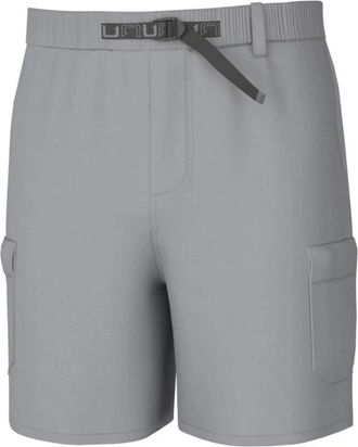 Huk Huk Creekbed Cargo Shorts Mens Gray Stretch Belted Waist Fishing DSGL1139