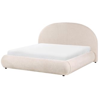 Beliani Cama Baja Con Almacenaje Tapizada Somier Elevable Con Capiton&eacute; 160 X 200 Cm Beige Claro Grasse