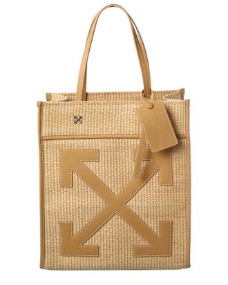Off-white Off-White Boxy Large Straw & Leather Tote