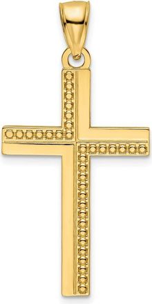 Diamond2Deal 14k Yellow Gold Polished Beaded Cross Pendant