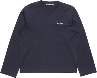 Acne Studios Jersey T-shirt met Logo - Heren - Longsleeves - Blauw - M - Katoen - Tops