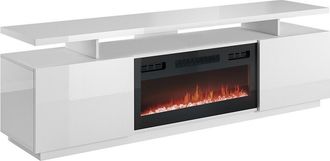 Mirjan24 Mobilier1 - Mueble Tv Charlotte 151, Blanco + Blanco Brillante, N&uacute;mero De Puertas: 0, N&uacute;mero De Cajones: 0, 180x56x40cm