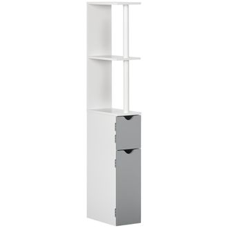 OEM Mueble De Ba&ntilde;o Con Puertas Y Estantes Abiertos Armario De Ba&ntilde;o Estilo Moderno 15,2x29,8x118 Cm Gris