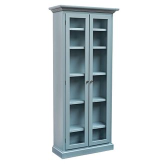 Ballard Designs Casa Florentina Josephina Bookcase with Glass Doors - Saturated Blue Gray - Ballard Designs