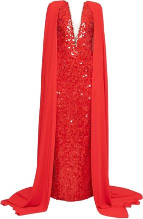 Nissa Abito lungo con cristalli e paillettes - Rosso