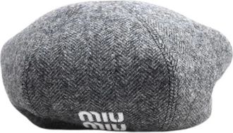 Miu Miu Pre-owned Accessories, female, Gray, Size: ONE SIZE Pre-owned Wool Hat